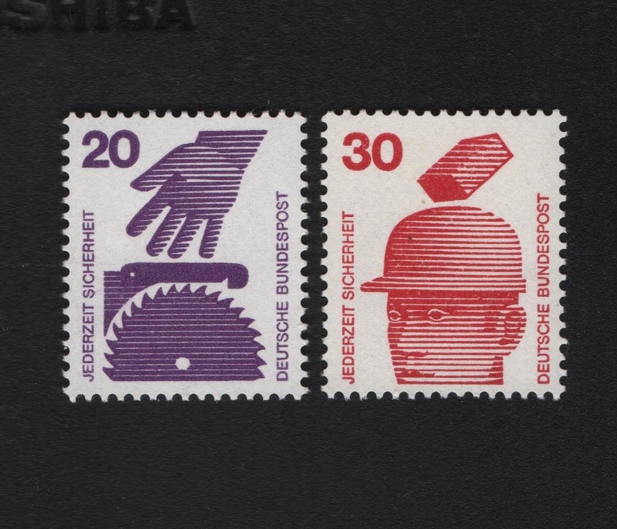 Abbildung 3: Der Arbeitsschutz wurde Gegenstand einer Briefmarken-Serie, die von 1971 bis 1973 erschien. | © Knoll-Jung